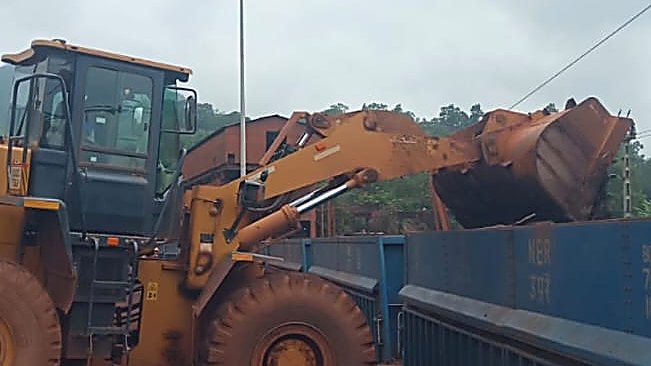 Payloader at railway siding